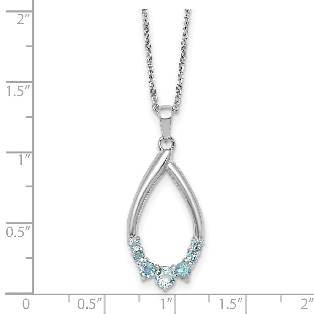 Sterling Silver RH-plated Blue Topaz Teardrop 16in w/2in Ext Necklace