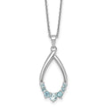 Sterling Silver RH-plated Blue Topaz Teardrop 16in w/2in Ext Necklace
