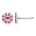 Sterling Silver Madi K Pink/Red Enamel Flower Post Earrings