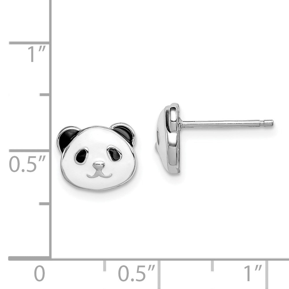 Sterling Silver Madi K Rhodium-plated Enamel Panda Post Earrings