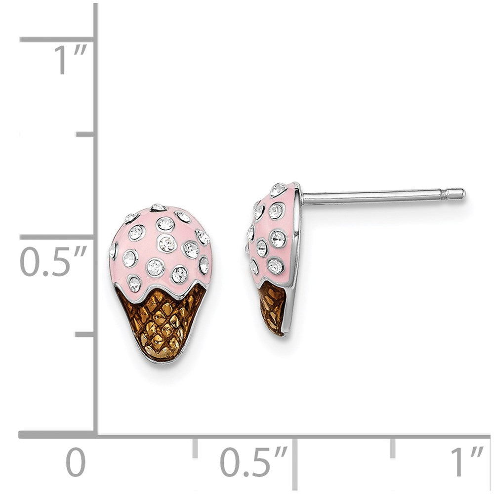 Sterling Silver Madi K RH-plated Enamel & Crystal Ice Cream Post Earrings