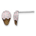 Sterling Silver Madi K RH-plated Enamel & Crystal Ice Cream Post Earrings