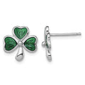 Sterling Silver Madi K Rhodium-plated Enamel Shamrock Post Earrings