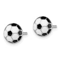 Sterling Silver Madi K RH-plated Enamel Soccer Ball Post Earrings
