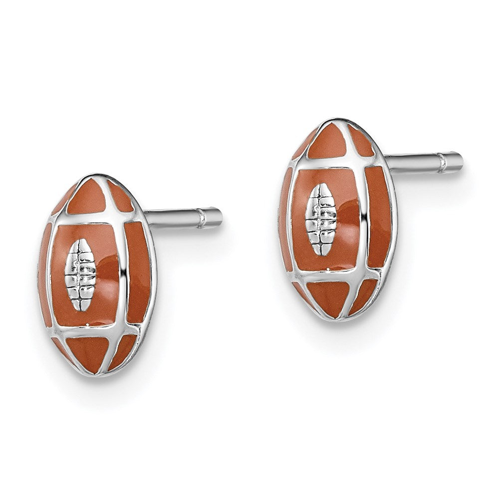Sterling Silver Madi K RH-plated Enamel Football Post Earrings