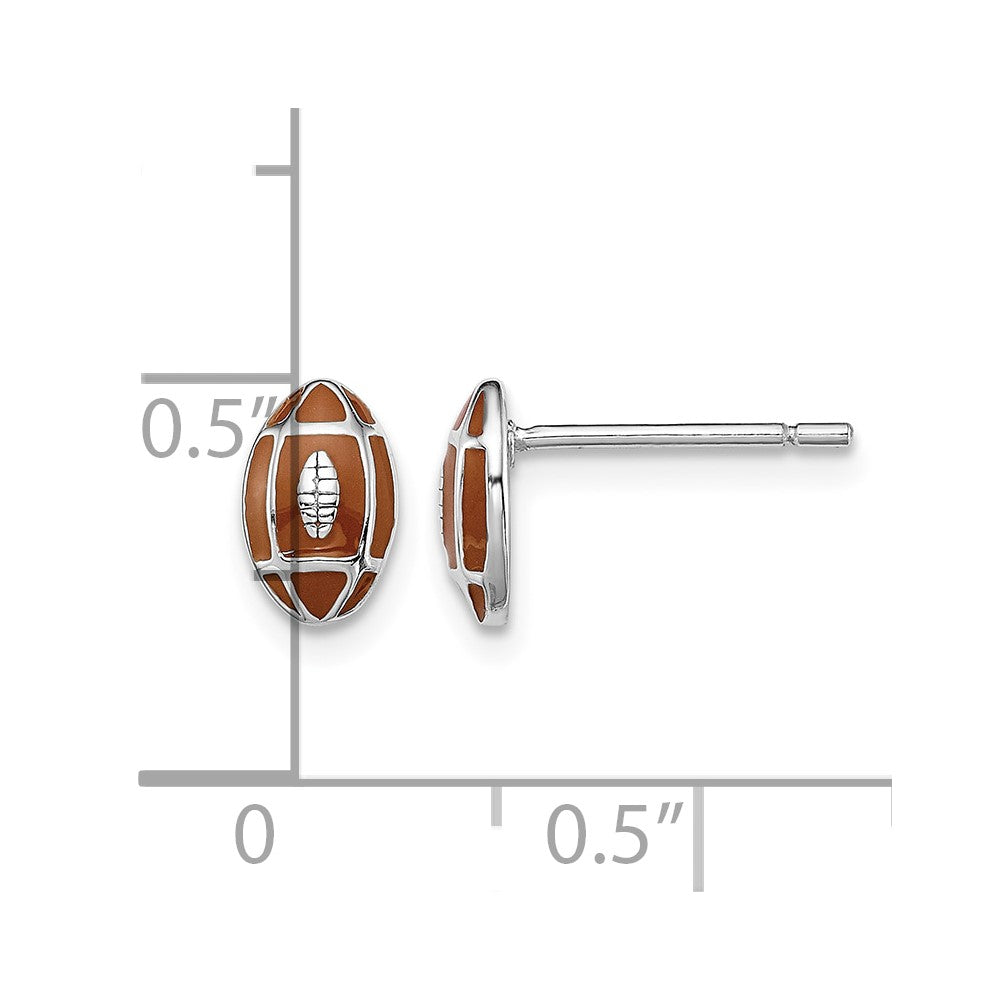 Sterling Silver Madi K RH-plated Enamel Football Post Earrings