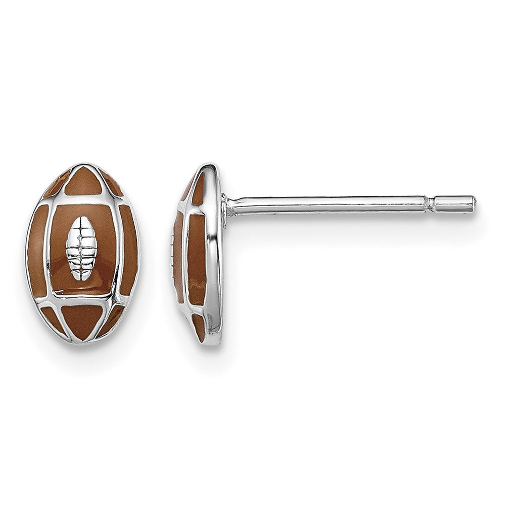 Sterling Silver Madi K RH-plated Enamel Football Post Earrings