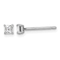 Sterling Silver Rhodium-plated Madi K 3mm Square CZ Stud Earrings