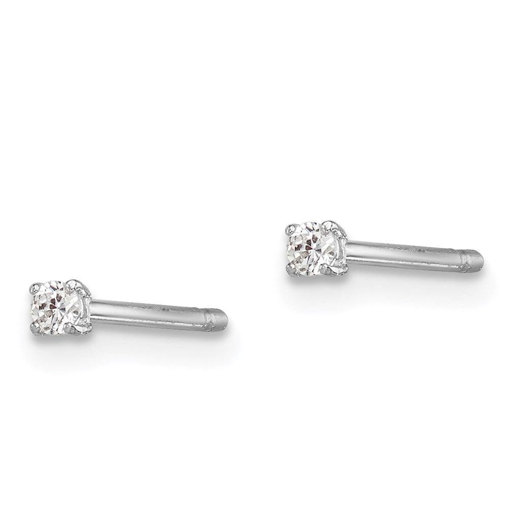 Madi K Sterling Silver Rhodium-plated 2mm Round CZ Stud Earrings