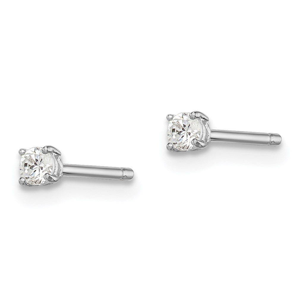 Sterling Silver Rhodium-plated Madi K 2.5mm Round CZ Stud Earrings