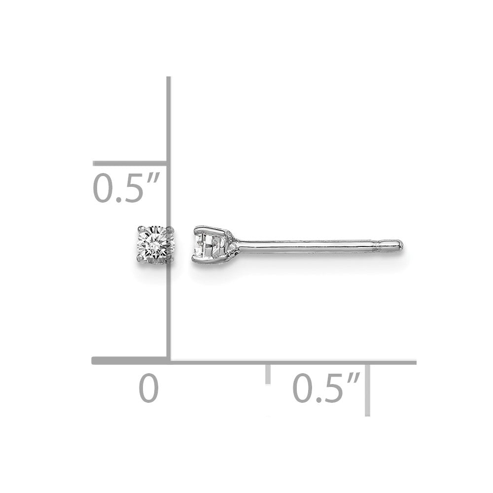Sterling Silver Rhodium-plated Madi K 2.5mm Round CZ Stud Earrings