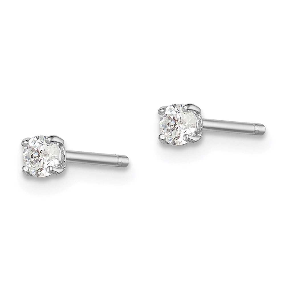 Sterling Silver Rhodium-plated Madi K 3mm Round CZ Stud Earrings