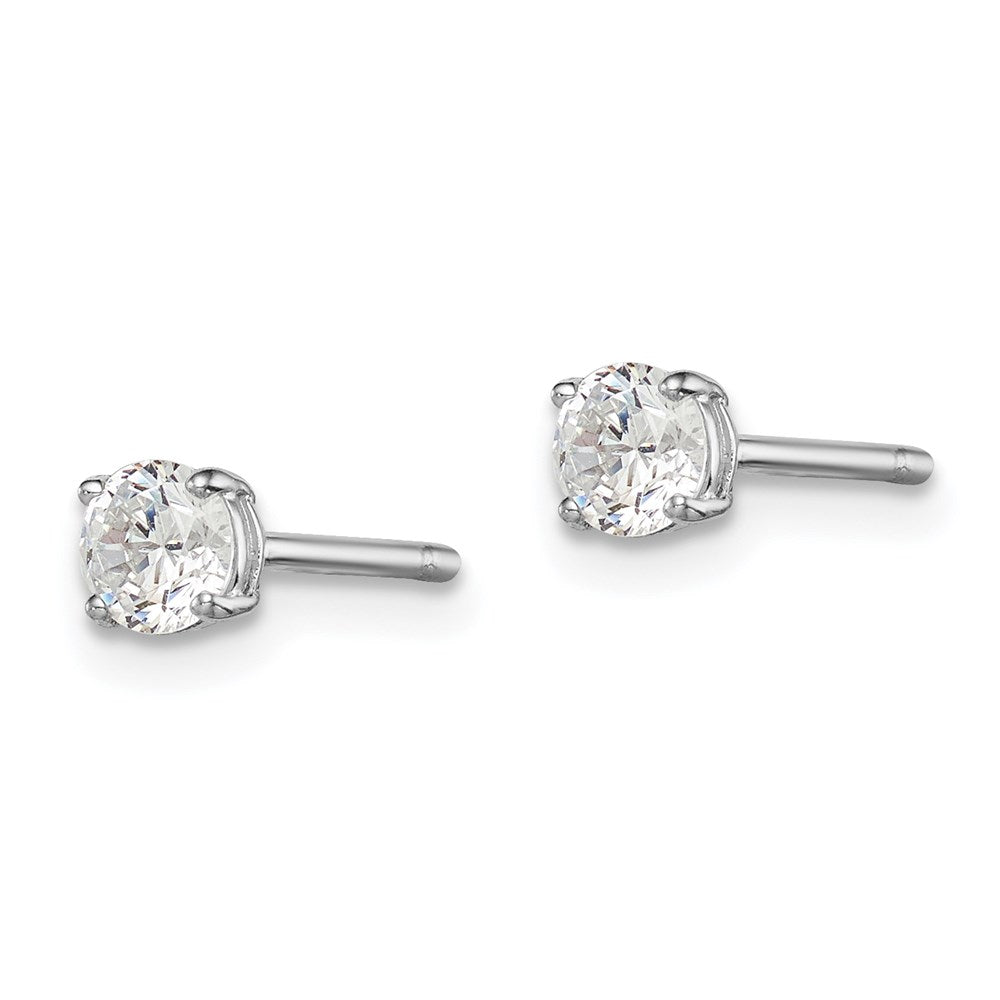 Sterling Silver Rhodium-plated Madi K 4mm Round CZ Stud Earrings