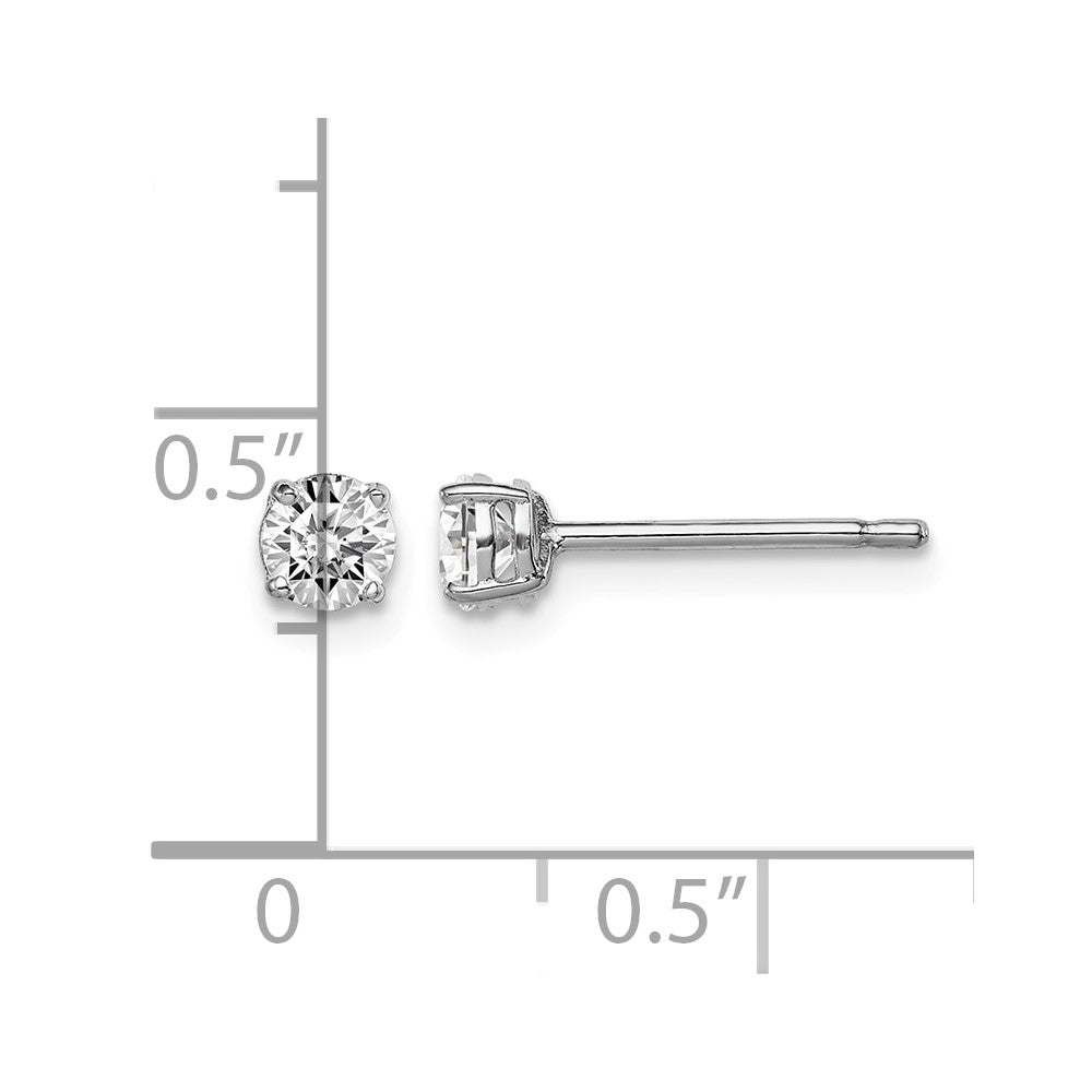 Sterling Silver Rhodium-plated Madi K 4mm Round CZ Stud Earrings