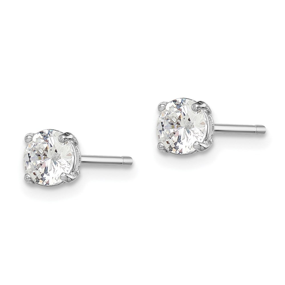 Madi K-Sterling Silver Rhodium-plated 5mm Round CZ Stud Earrings