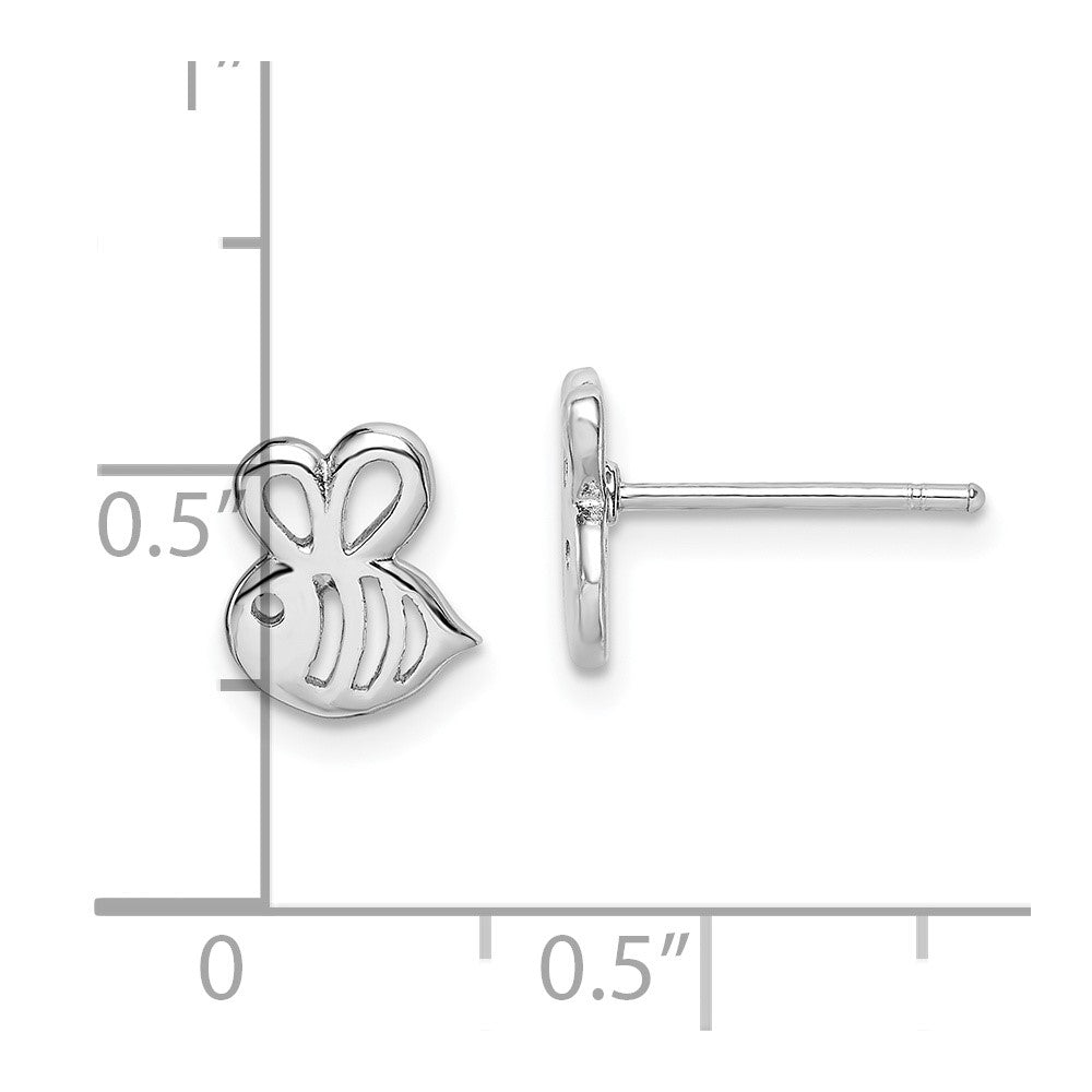 Sterling Silver Madi K Rhodium-plated Bumblebee Post Earrings