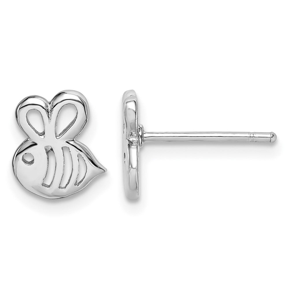 Sterling Silver Madi K Rhodium-plated Bumblebee Post Earrings