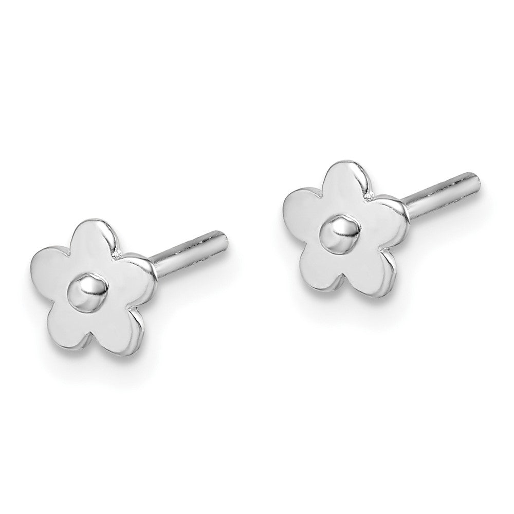 Sterling Silver Madi K RH-plated Flower Petite Post Earrings