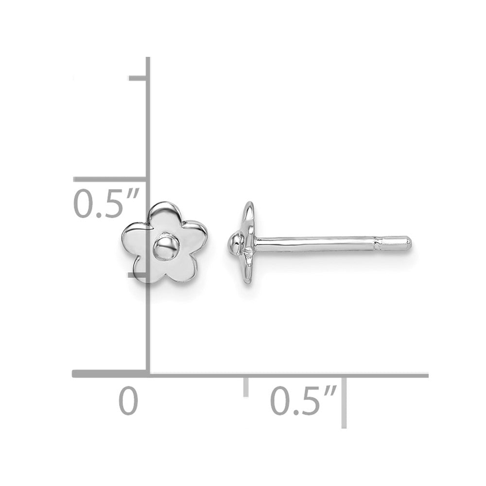 Sterling Silver Madi K RH-plated Flower Petite Post Earrings