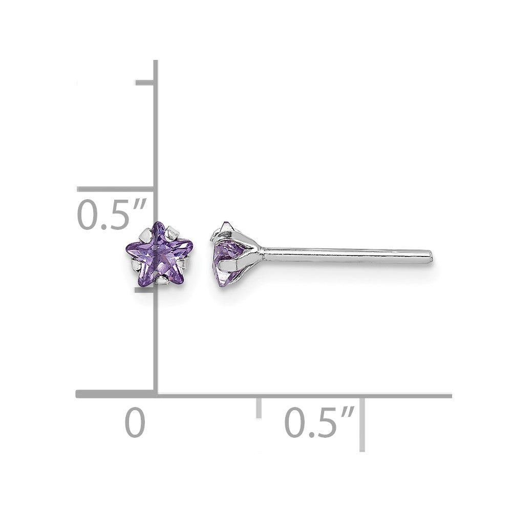 Sterling Silver Madi K Rhodium-plated Purple CZ Star Stud Earrings