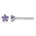 Sterling Silver Madi K Rhodium-plated Purple CZ Star Stud Earrings