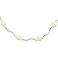 Sterling Silver RH-plated White FW Cultured Pearl w/2.5 Ext. Necklace