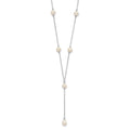 Sterling Silver Rhodum-plated White FW Cultured Pearl Y-Drop Necklace