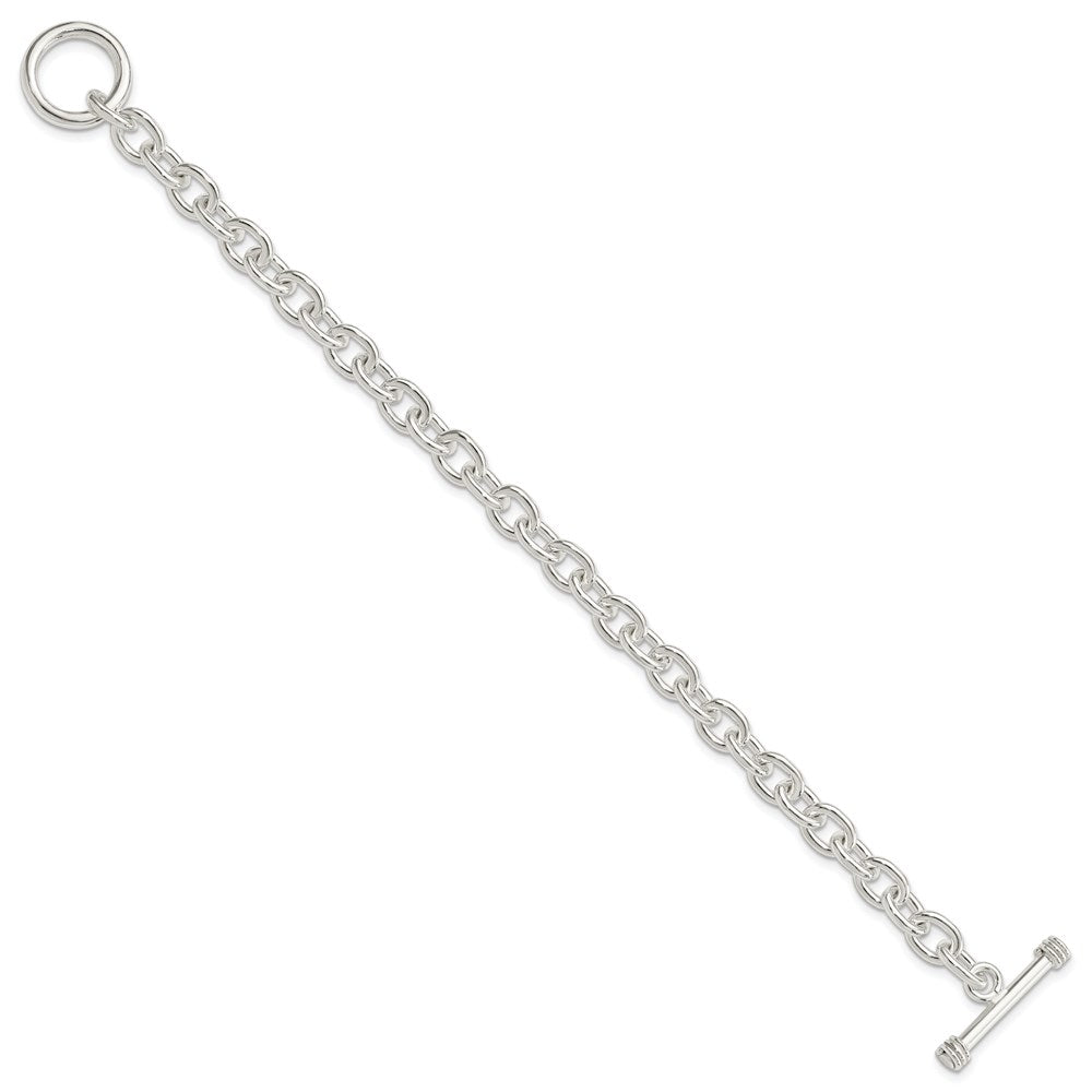 Sterling Silver Polished Fancy Link Toggle Bracelet