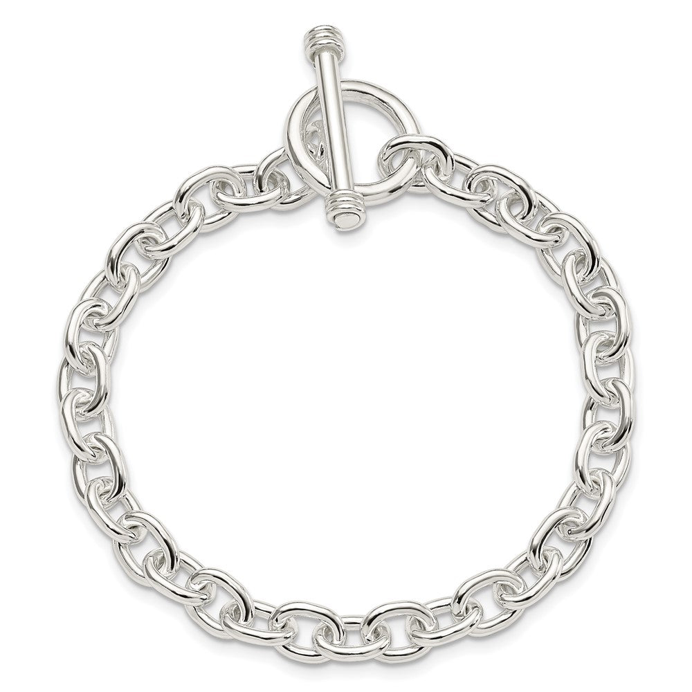 Sterling Silver Polished Fancy Link Toggle Bracelet