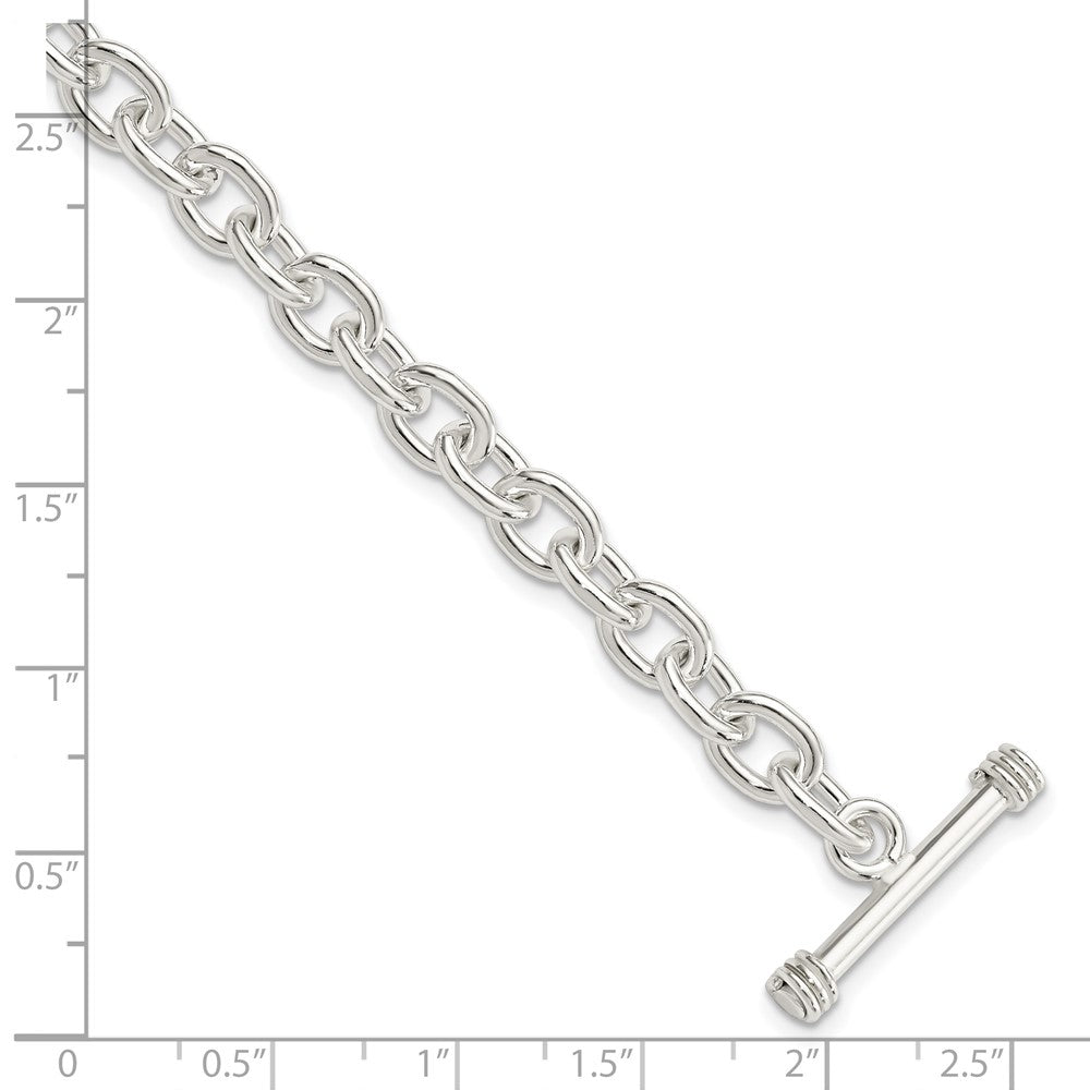 Sterling Silver Polished Fancy Link Toggle Bracelet