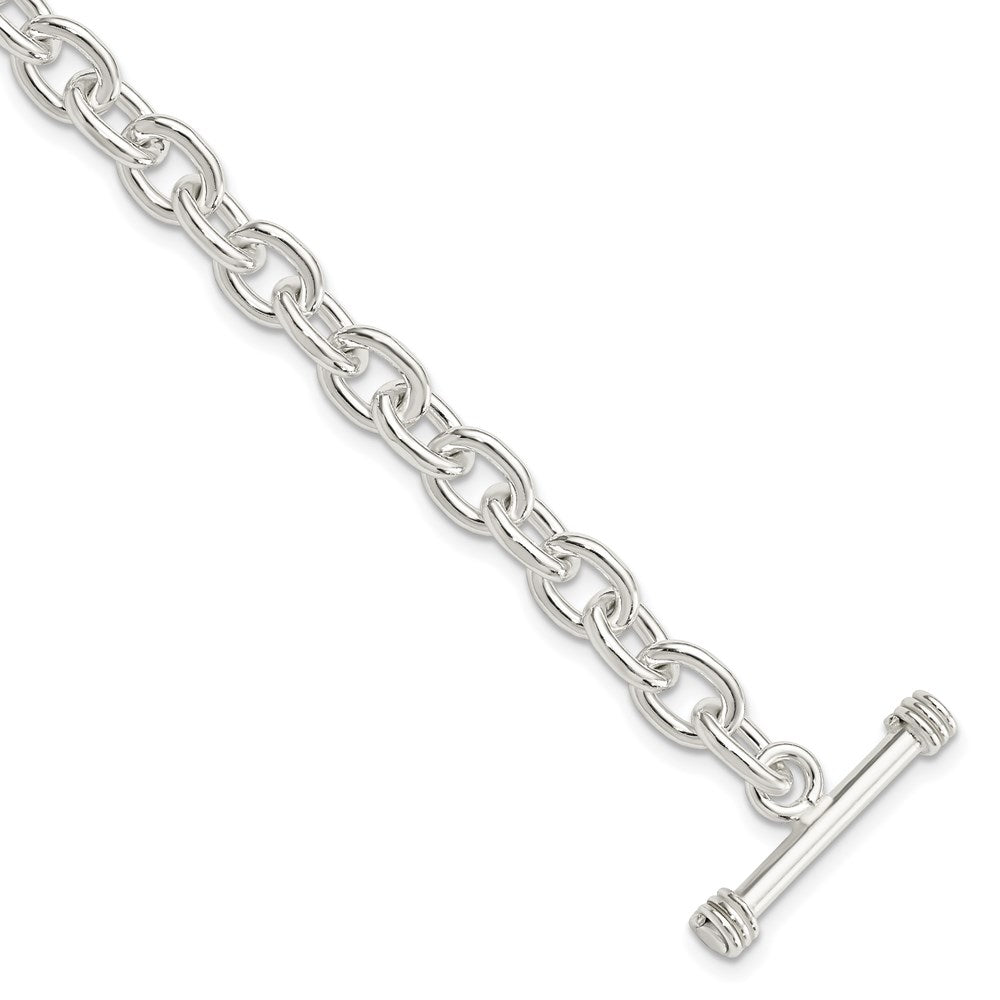 Sterling Silver Polished Fancy Link Toggle Bracelet