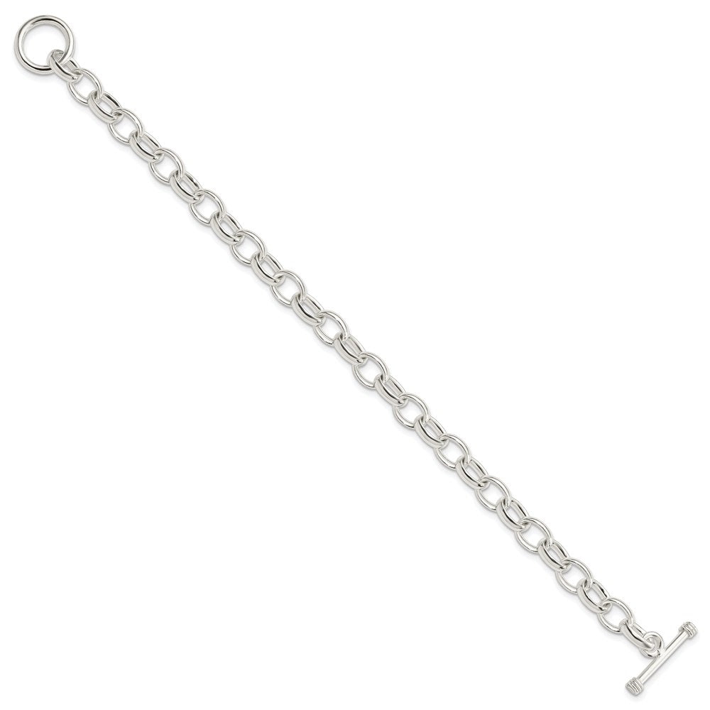 Sterling Silver Polished Fancy Link Toggle Bracelet