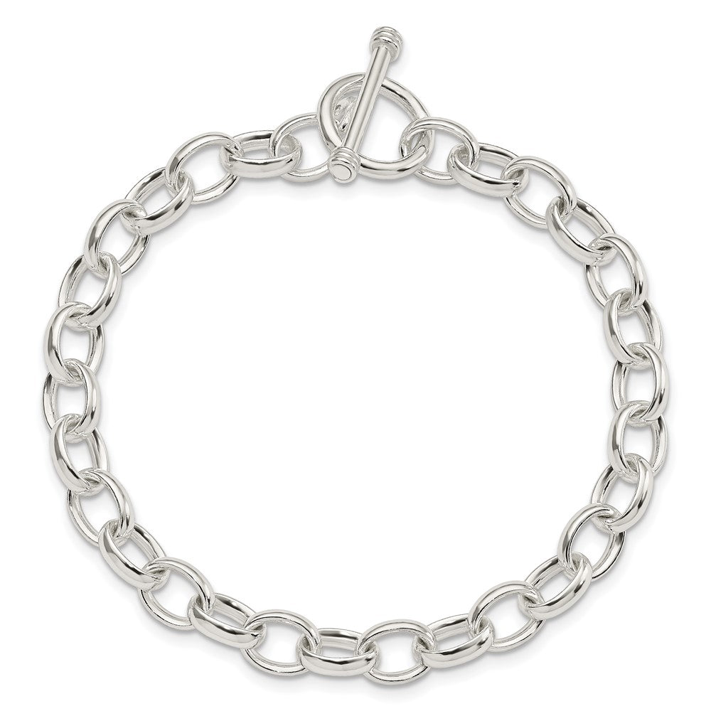 Sterling Silver Polished Fancy Link Toggle Bracelet