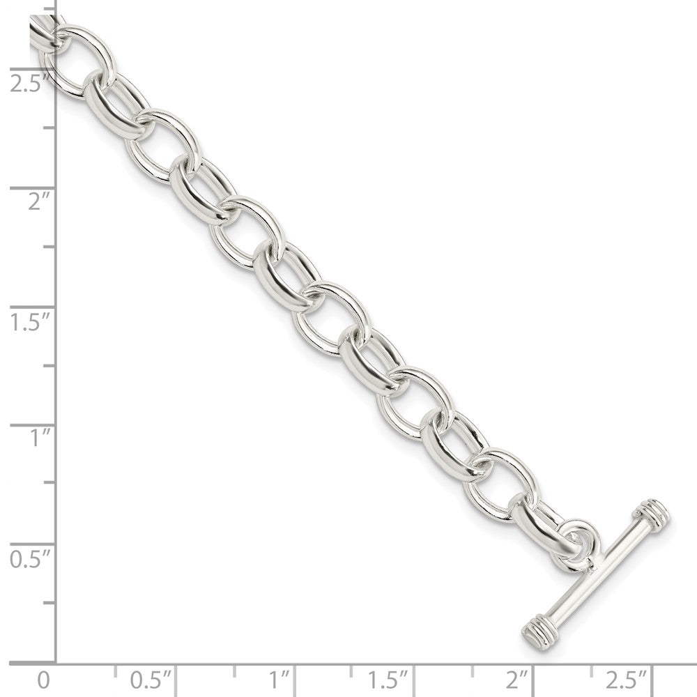 Sterling Silver Polished Fancy Link Toggle Bracelet