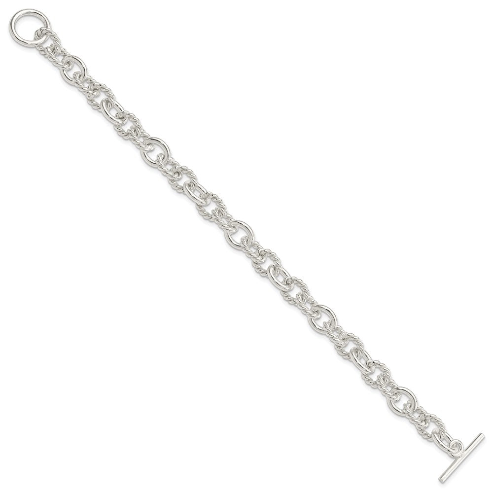 Sterling Silver Polished Fancy Link Toggle Bracelet