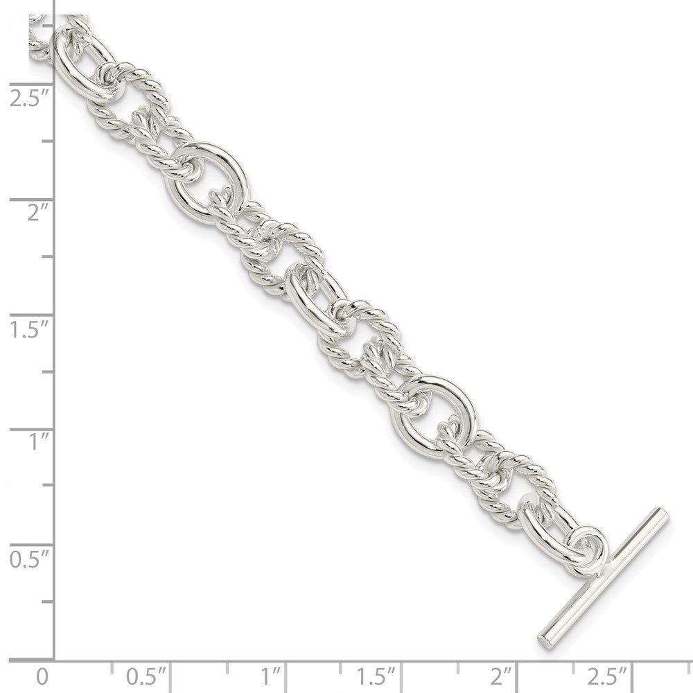 Sterling Silver Polished Fancy Link Toggle Bracelet