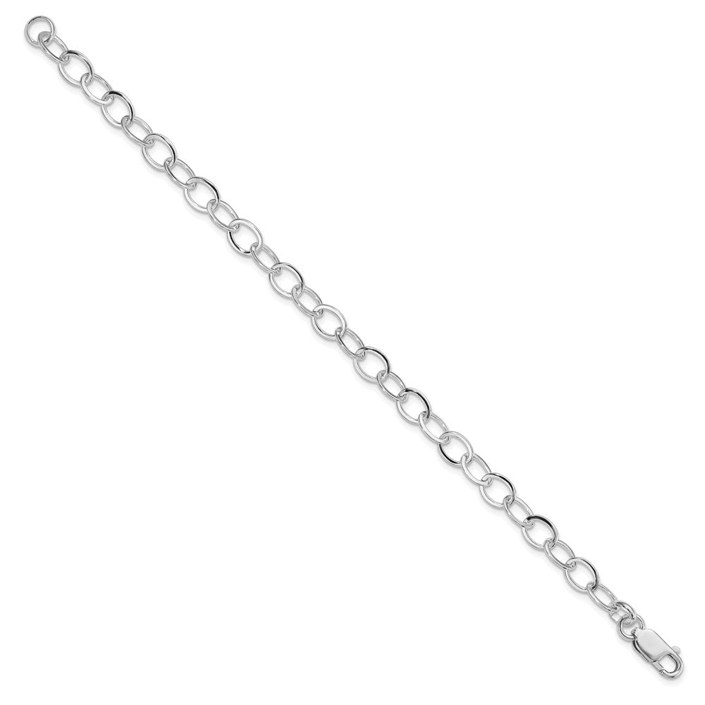 Sterling Silver Amore La Vita Rhod-pl Fancy Link Charm Bracelet
