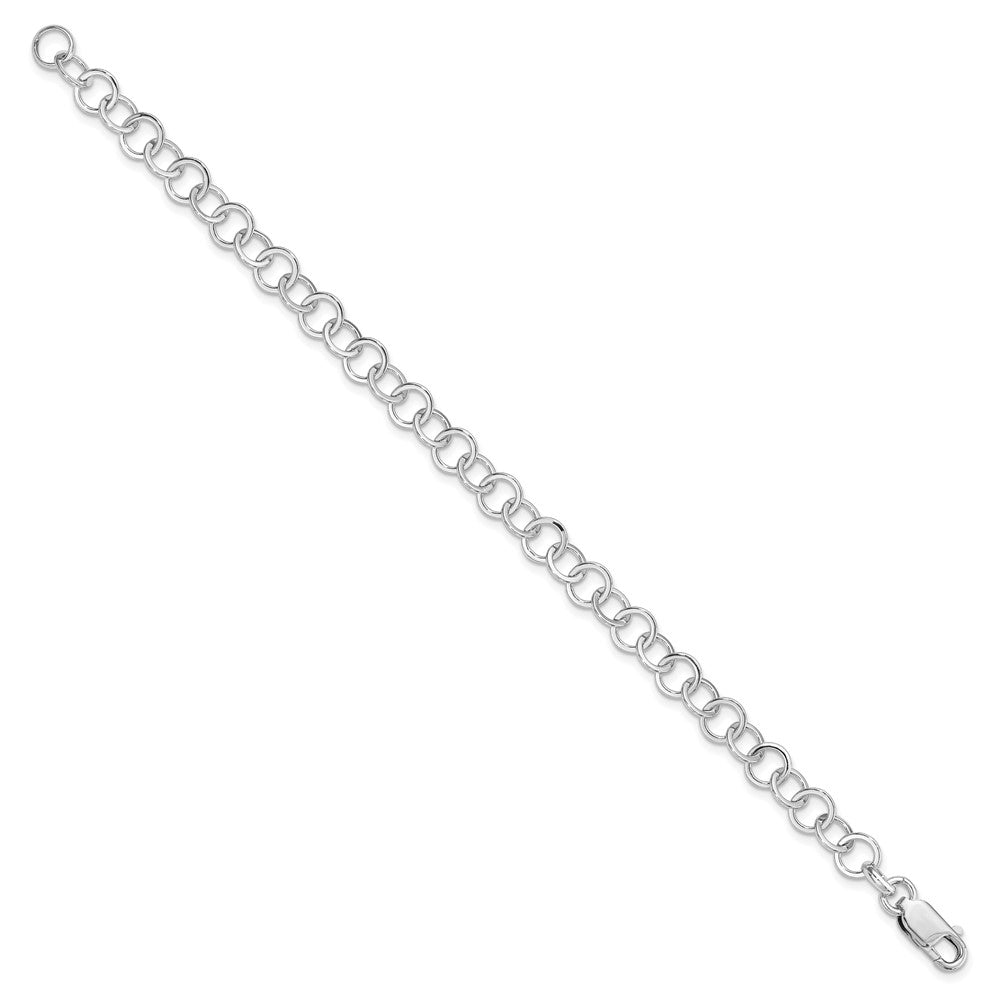 Sterling Silver Amore La Vita Rhod-pl Fancy Link Charm Bracelet