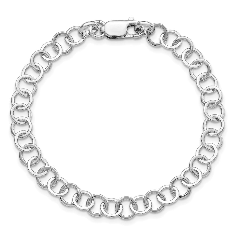 Sterling Silver Amore La Vita Rhod-pl Fancy Link Charm Bracelet