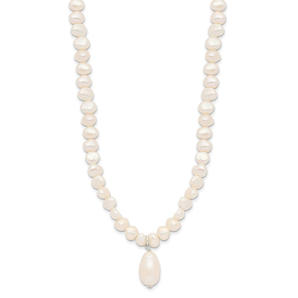 Sterling Silver FW Cultured Pearl Drop 18in Necklace