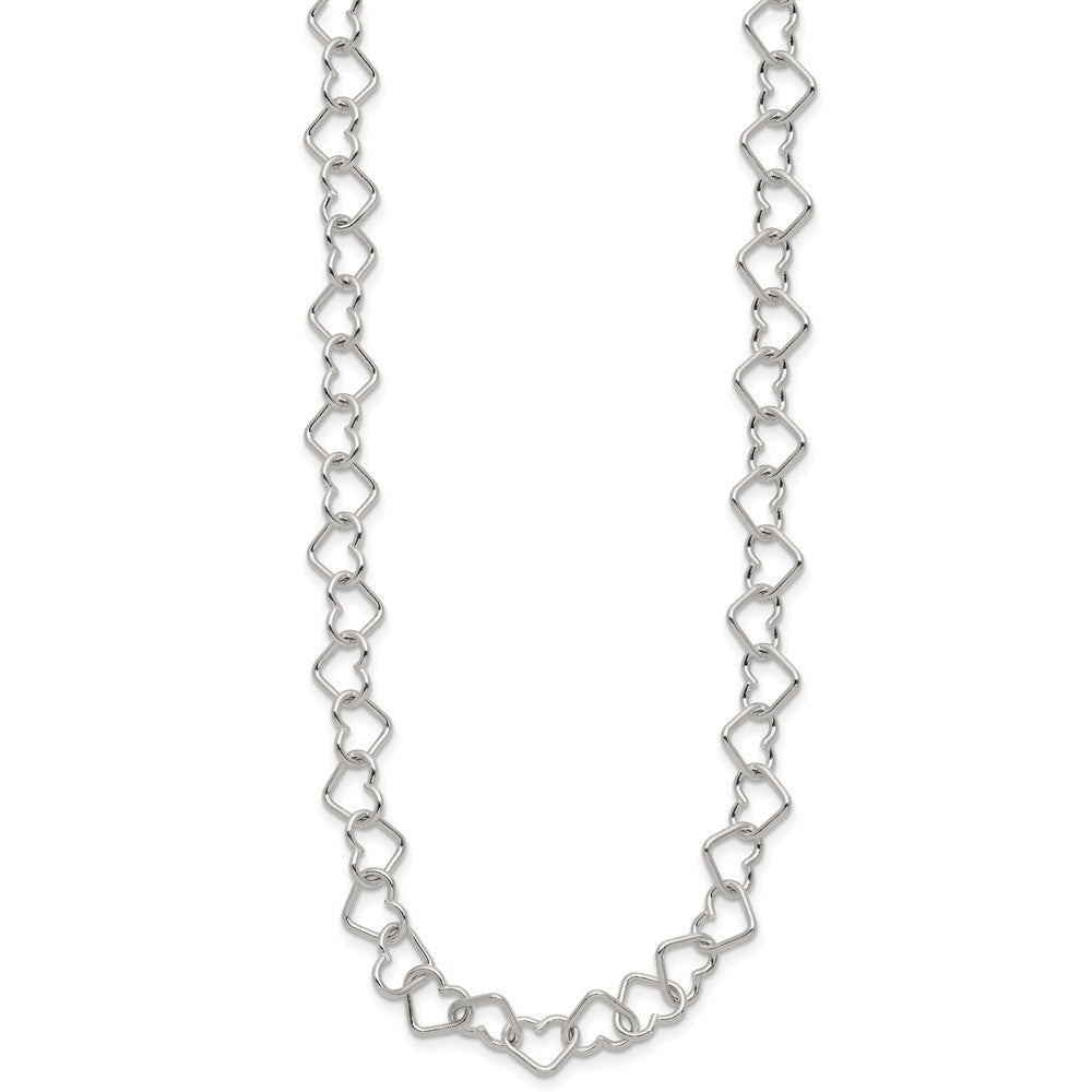 Sterling Silver Polished Fancy Heart Link Bracelet