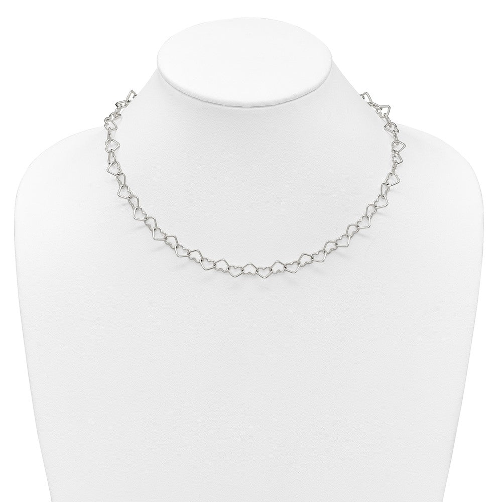 Sterling Silver Polished Fancy Heart Link Bracelet