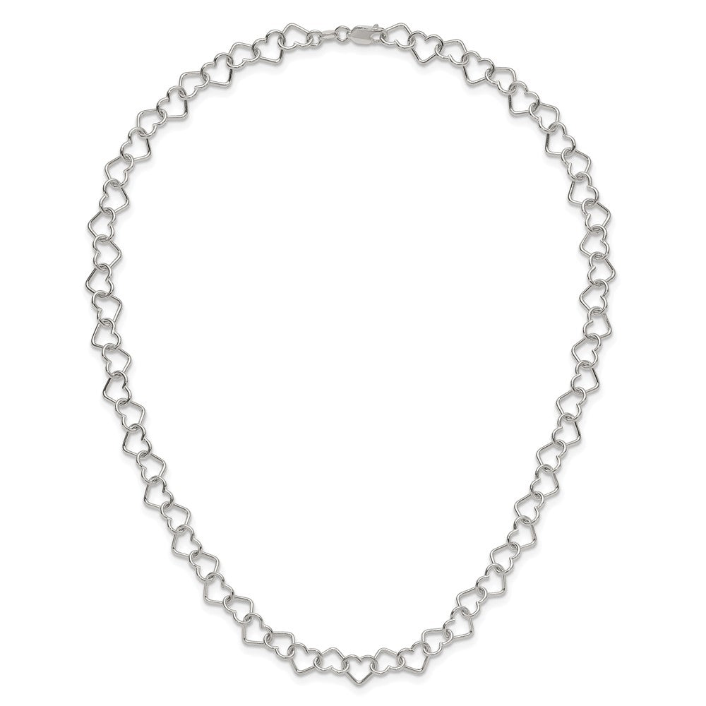 Sterling Silver Polished Fancy Heart Link Bracelet