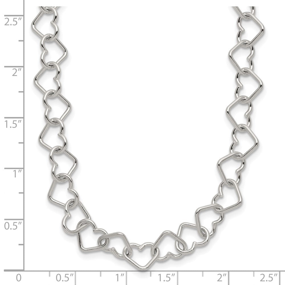Sterling Silver Polished Fancy Heart Link Bracelet