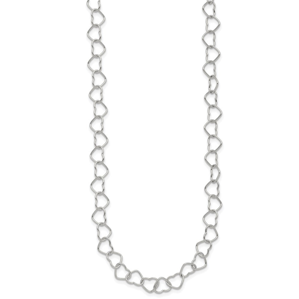 Sterling Silver Polished Fancy Heart Link Bracelet