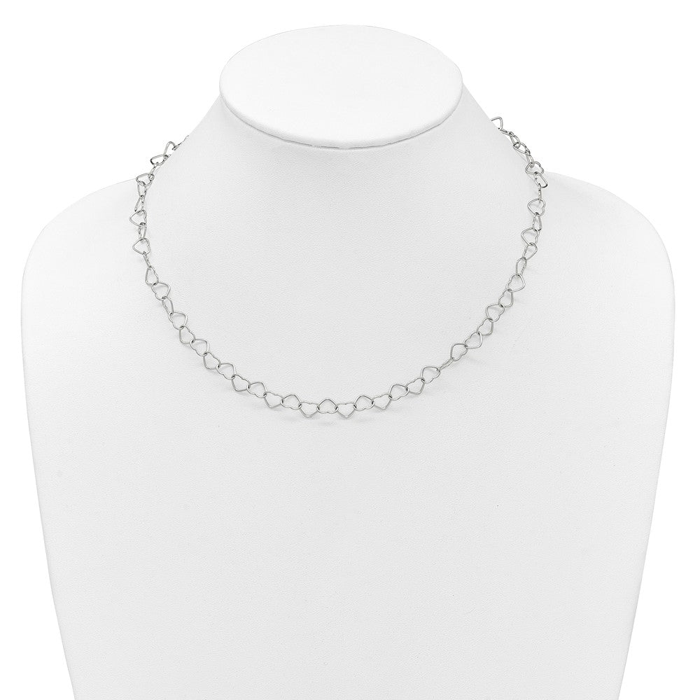 Sterling Silver Polished Fancy Heart Link Bracelet