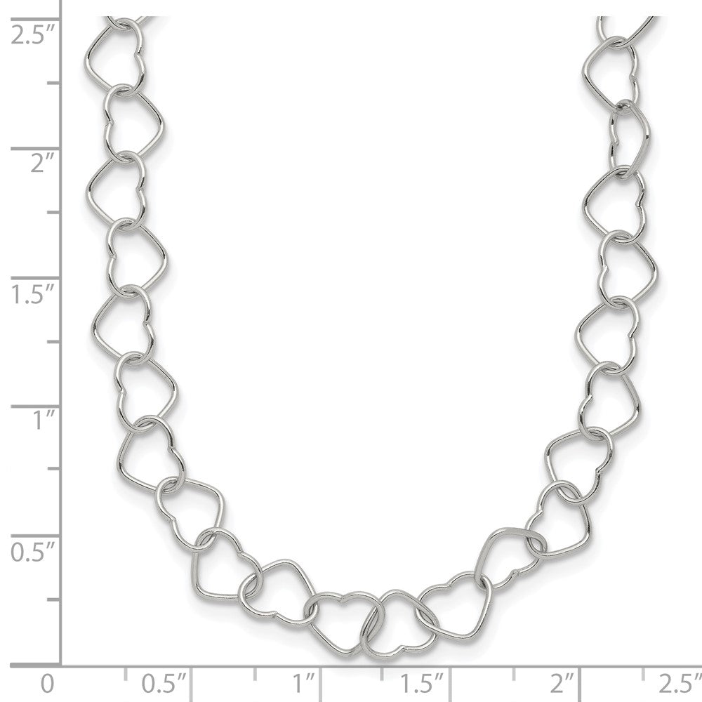 Sterling Silver Polished Fancy Heart Link Bracelet