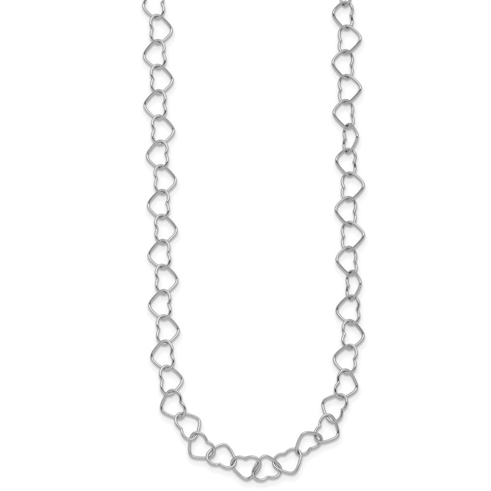 Sterling Silver Rhodium-plated Polished Fancy Heart Link Bracelet