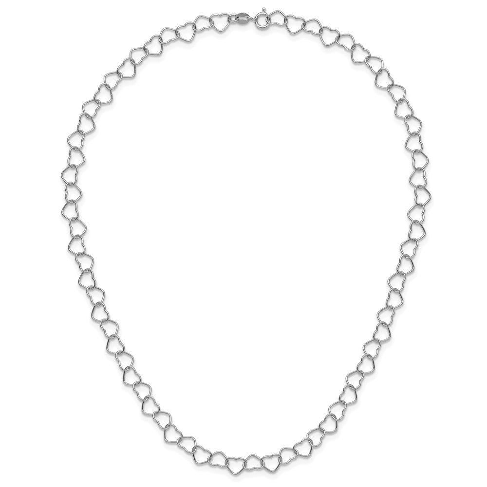 Sterling Silver Rhodium-plated Polished Fancy Heart Link Bracelet