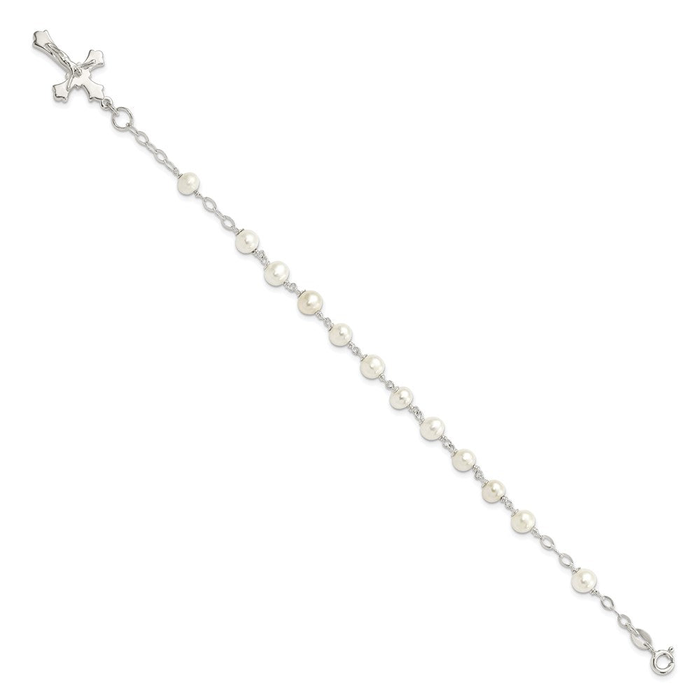 Sterling Silver and FW Cultured Pearl Rosary Bracelet
